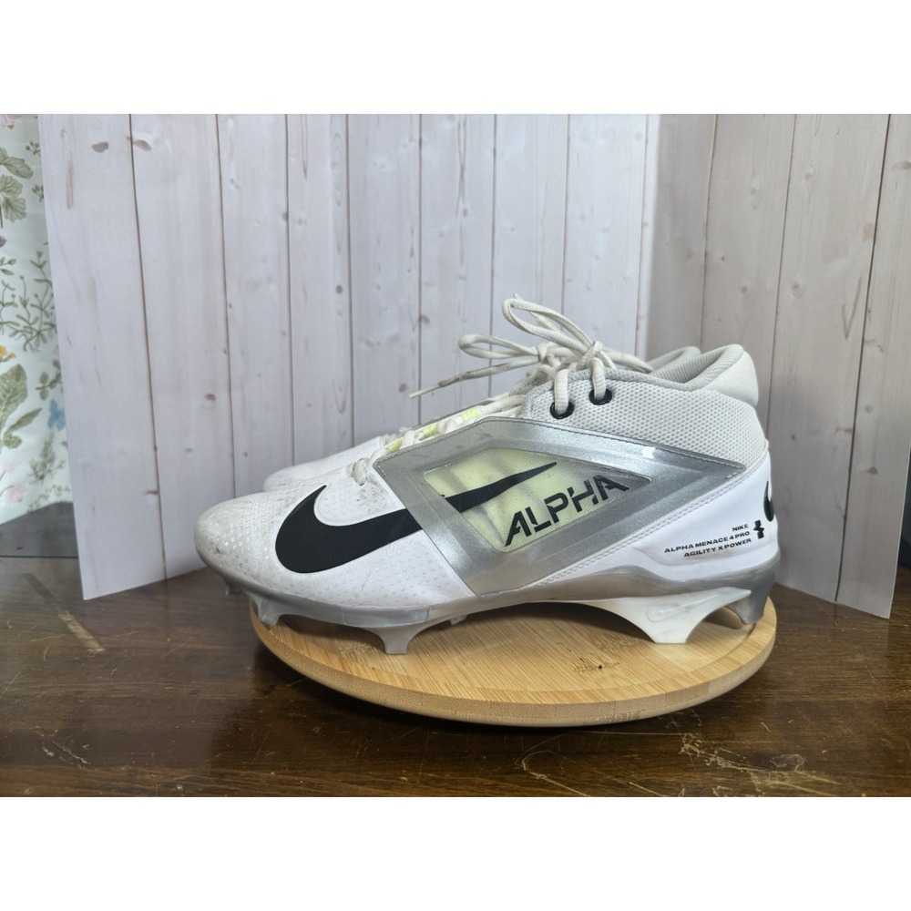 Nike Alpha Menace 4 Pro football cleats White/silver Men 11 Agility Power Molded